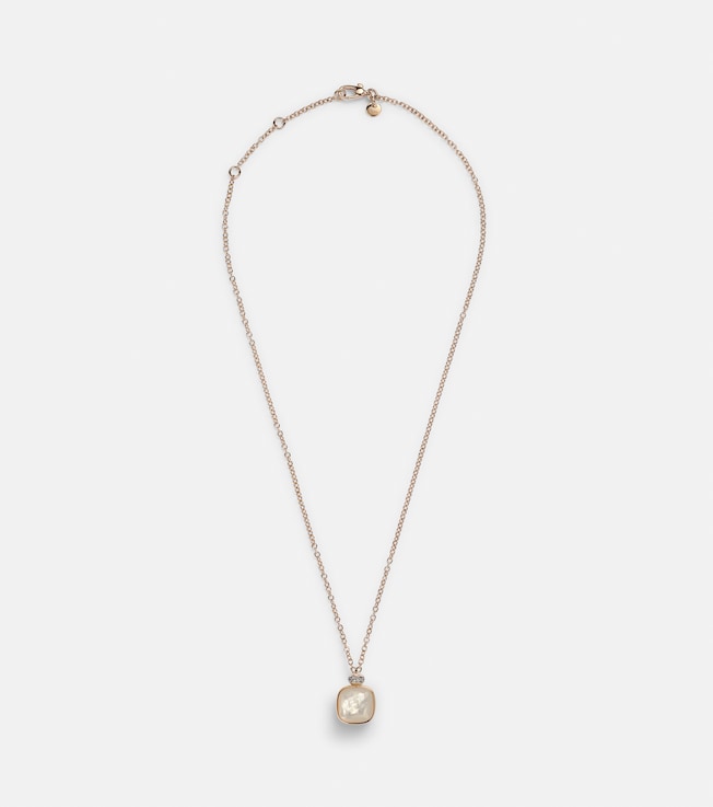 Nudo 18kt rose and white gold necklace with topaz, mother-of-pearl, and diamonds | Pomellato