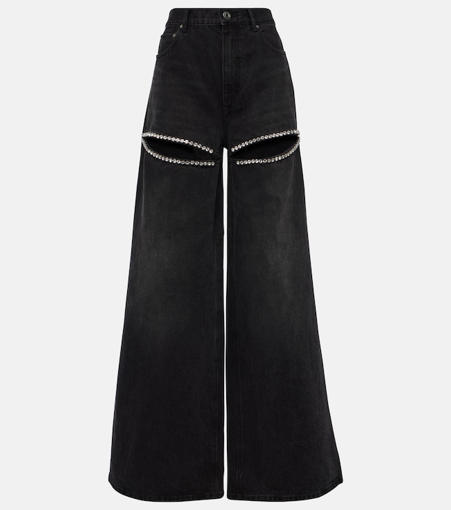 Crystal-embellished wide-leg jeans | Area
