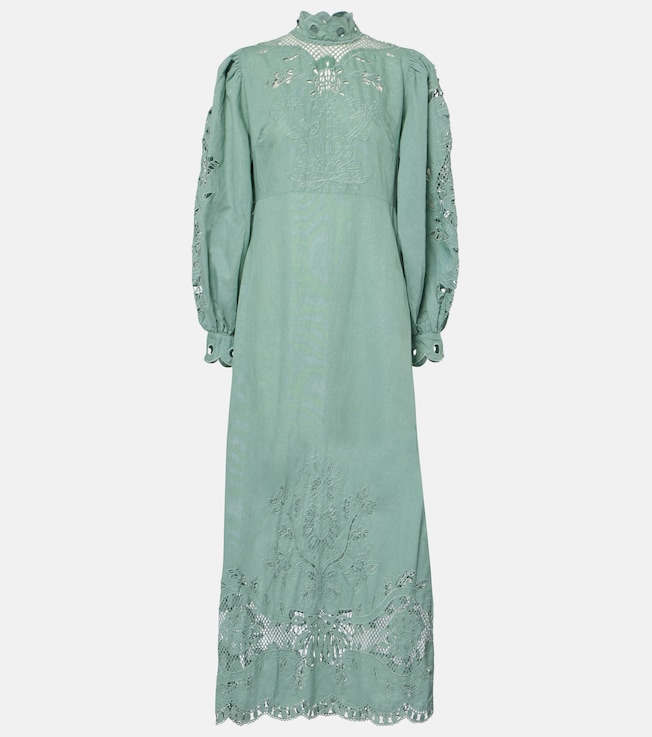 Broderie anglaise linen and cotton midi dress | Farm Rio