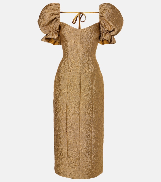Farrah floral brocade midi dress | Markarian