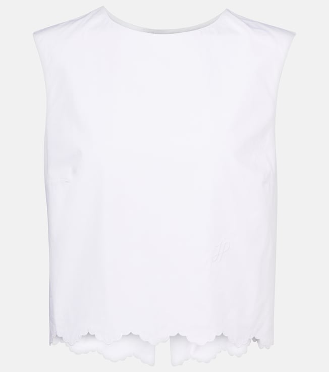 Scalloped cotton poplin crop top | Patou