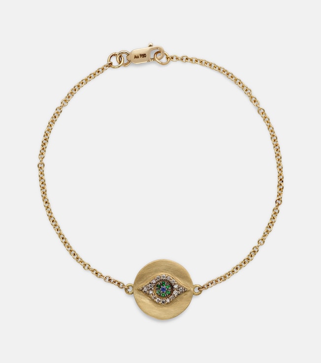 Eye 18kt gold bracelet with diamonds, tsavorites, and sapphires | Ileana Makri