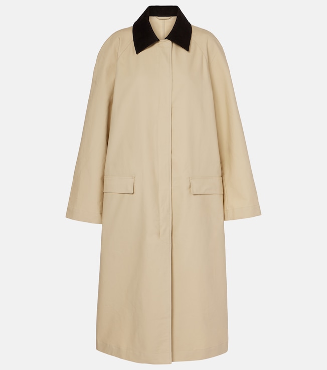 Corduroy-trimmed cotton gabardine coat | Toteme