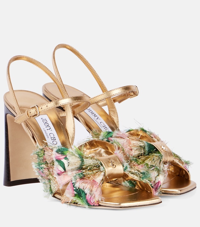 Annika 95 leather-trimmed sandals | Jimmy Choo