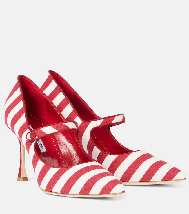 Campari striped Mary Jane pumps | Manolo Blahnik