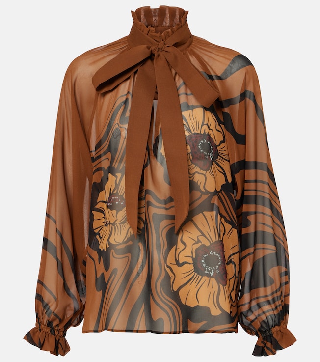 Cerere floral silk chiffon blouse | La DoubleJ