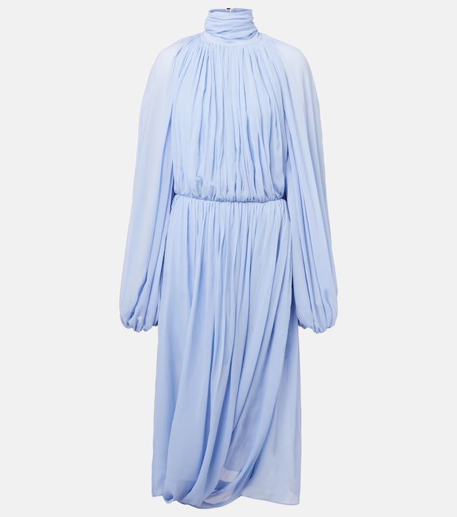 Gathered silk crepon midi dress | Stella McCartney