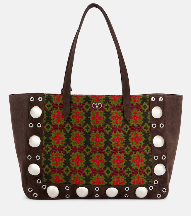 Nellcôte Large suede jacquard tote bag | Valentino Garavani