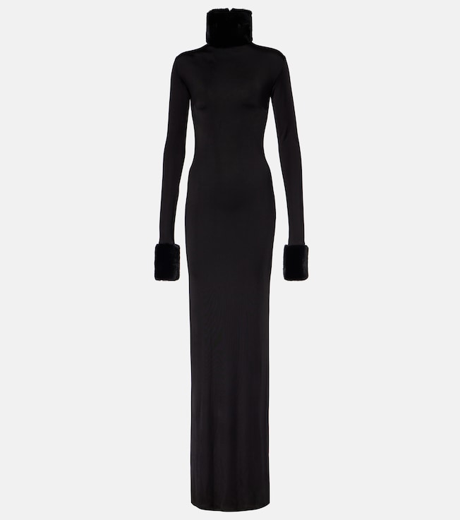 Priscilla faux fur-trimmed silk-blend gown  | The New Arrivals Ilkyaz Ozel