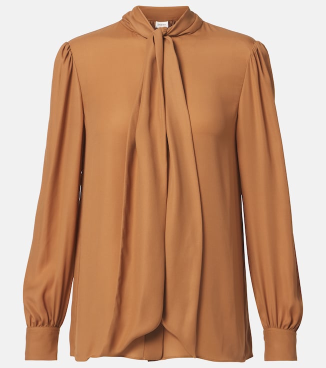 Tie-neck silk charmeuse blouse | Saint Laurent