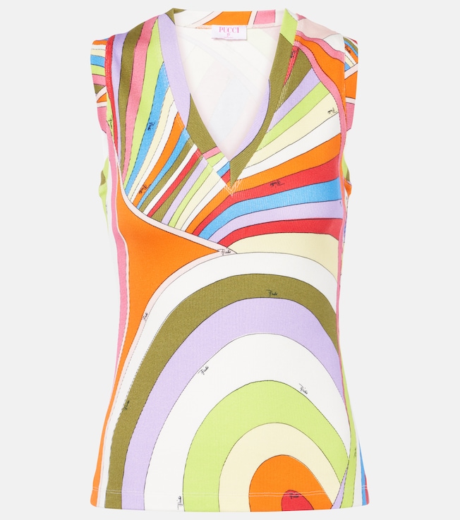 Iride ribbed-knit cotton tank top | Pucci