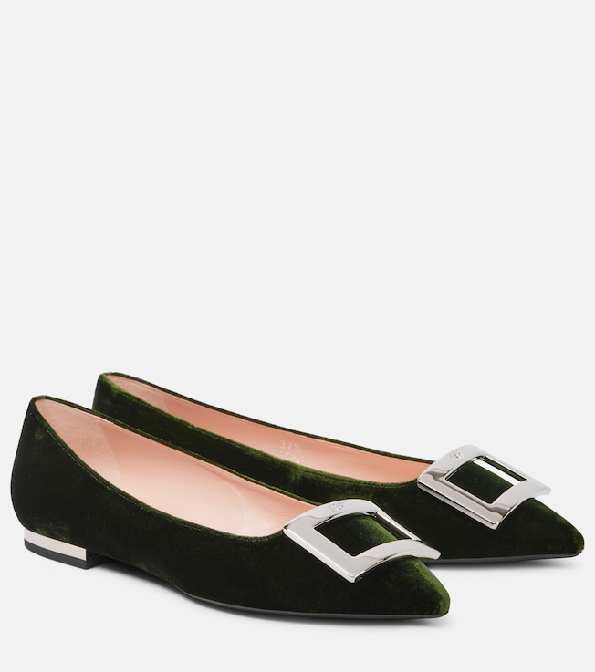 Faux fur-trimmed ballet flats | Roger Vivier