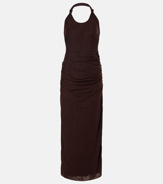  Jacques Knot gathered semi-sheer midi dress | SIR