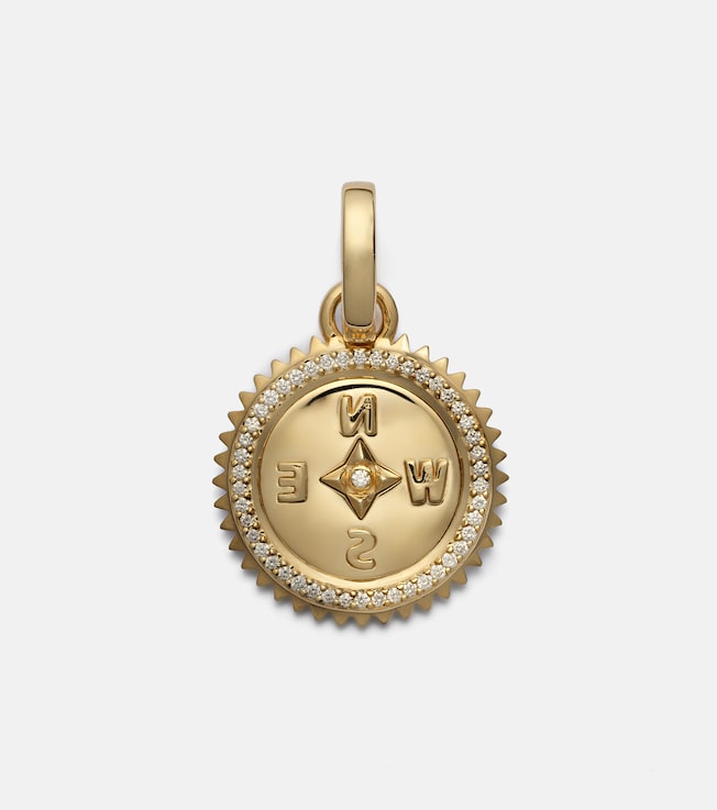 Internal Compass 18kt gold pendant with diamonds | FoundRae