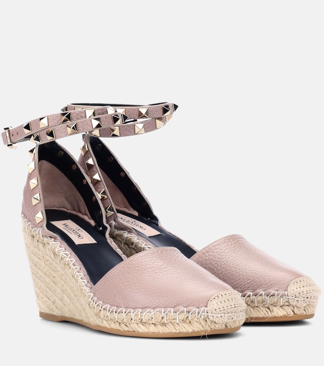 Rockstud Double leather wedge espadrilles | Valentino Garavani