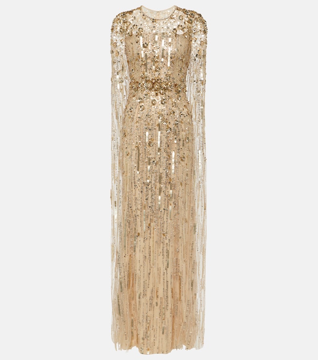 Ruby caped sequined gown | Jenny Packham
