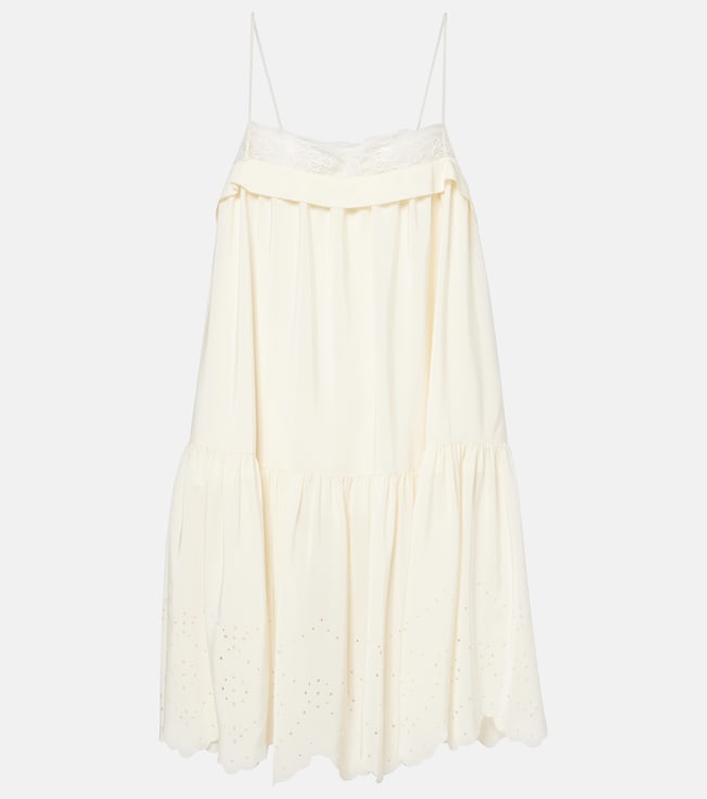 Lace-trimmed silk minidress | Chloé