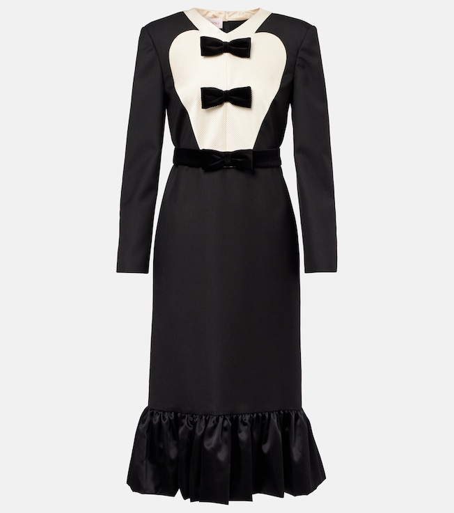 Bow-detail virgin wool midi dress | Valentino