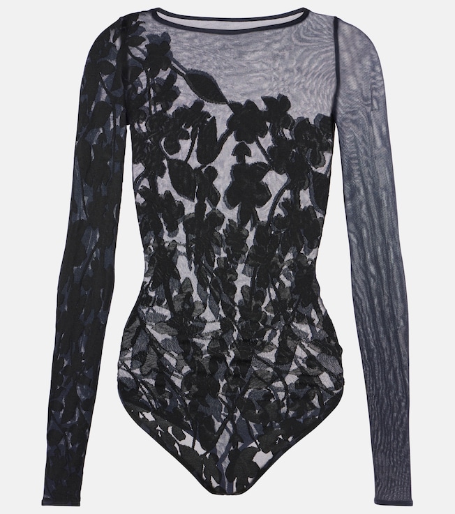 Graphic Flower sheer mesh bodysuit | Wolford