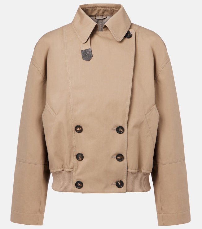 Cropped cotton-blend gabardine jacket | Brunello Cucinelli