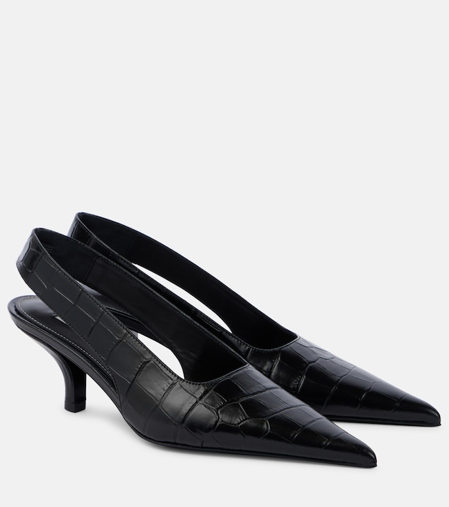 Croc-effect leather slingback pumps | Toteme