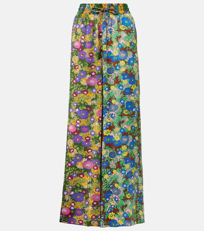 Printed silk satin wide-leg pants | Alémais