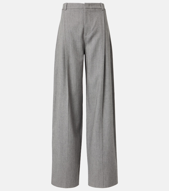 High-rise wool-blend twill wide-leg pants | Vince