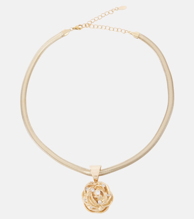 Floral crystal-embellished pendant necklace | Magda Butrym