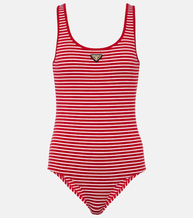 Logo cotton-blend bodysuit | Prada