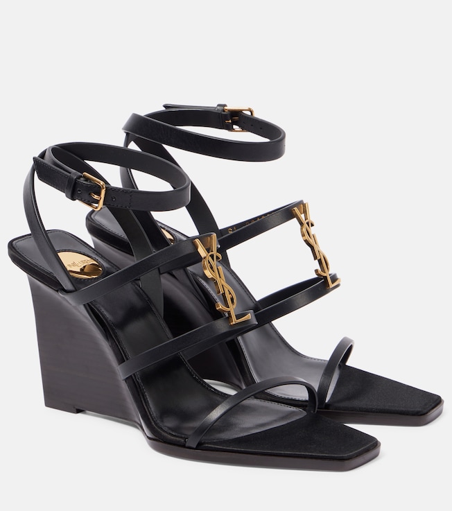 Cassandra 90 leather wedge sandals | Saint Laurent