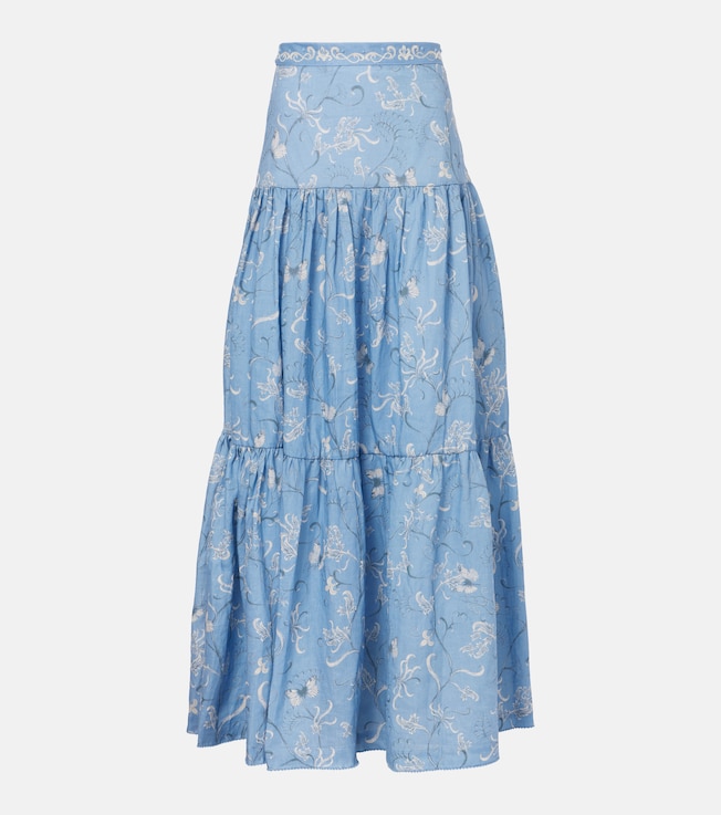 Anis Lymanopoda floral linen maxi skirt | Agua by Agua Bendita