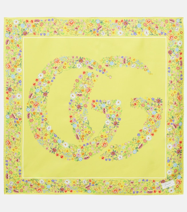Double G floral silk twill scarf | Gucci