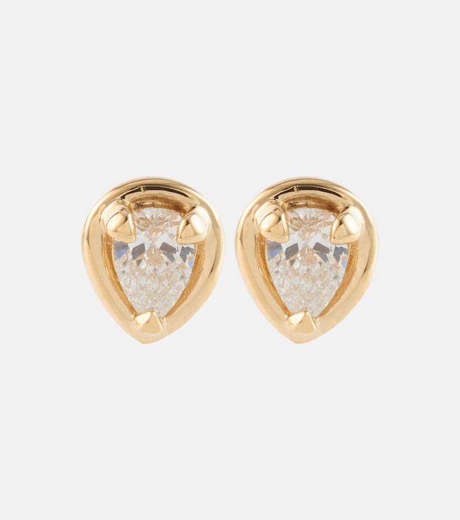 Birthstone Bonbon 14kt gold earrings with diamonds | Stone and Strand