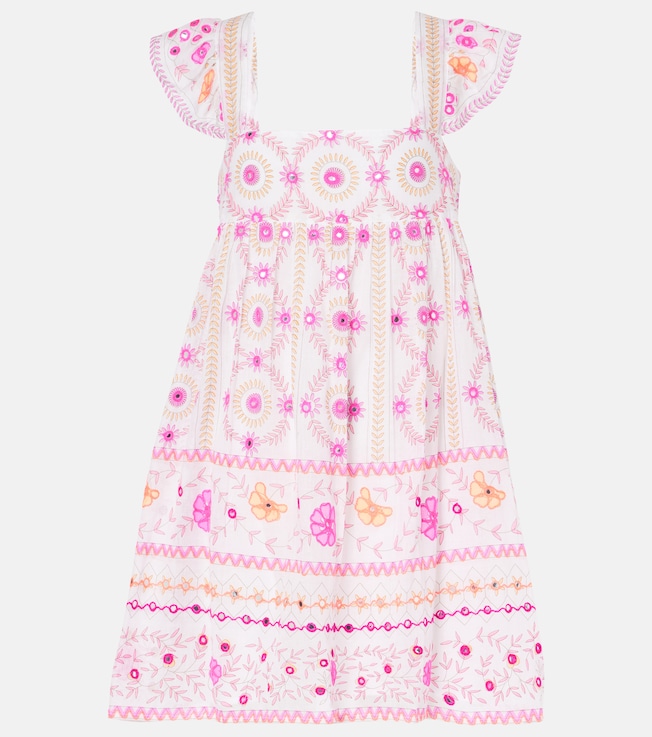 Embroidered printed cotton minidress | Juliet Dunn