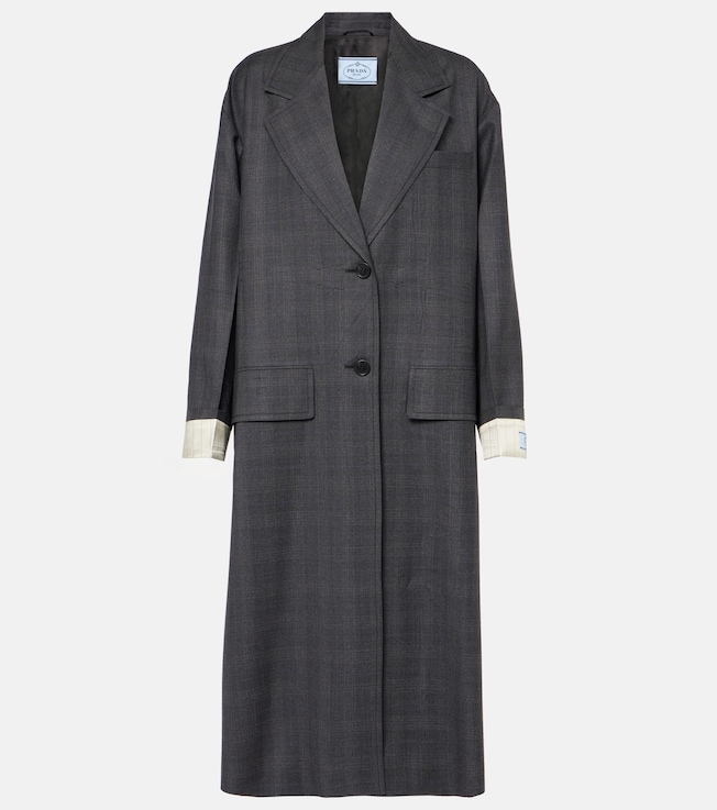 Checked virgin wool coat | Prada