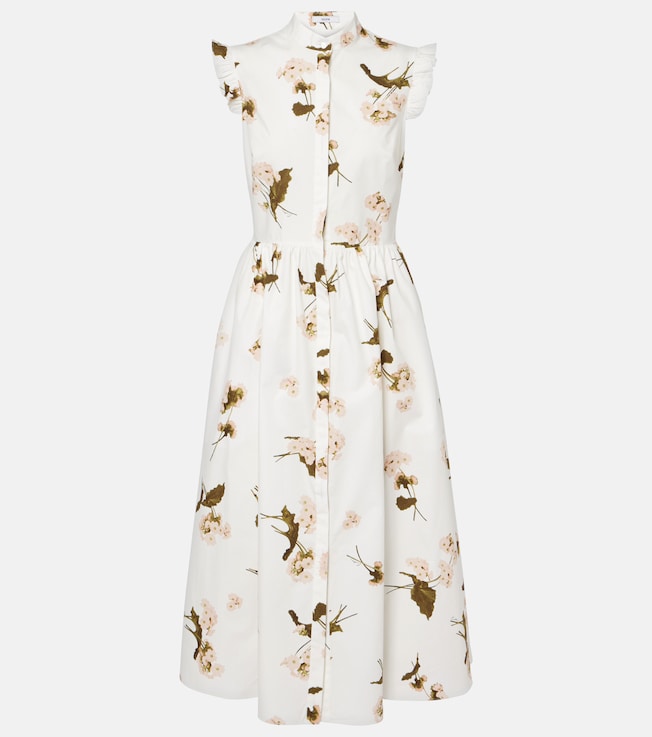 Floral cotton poplin midi dress | Erdem