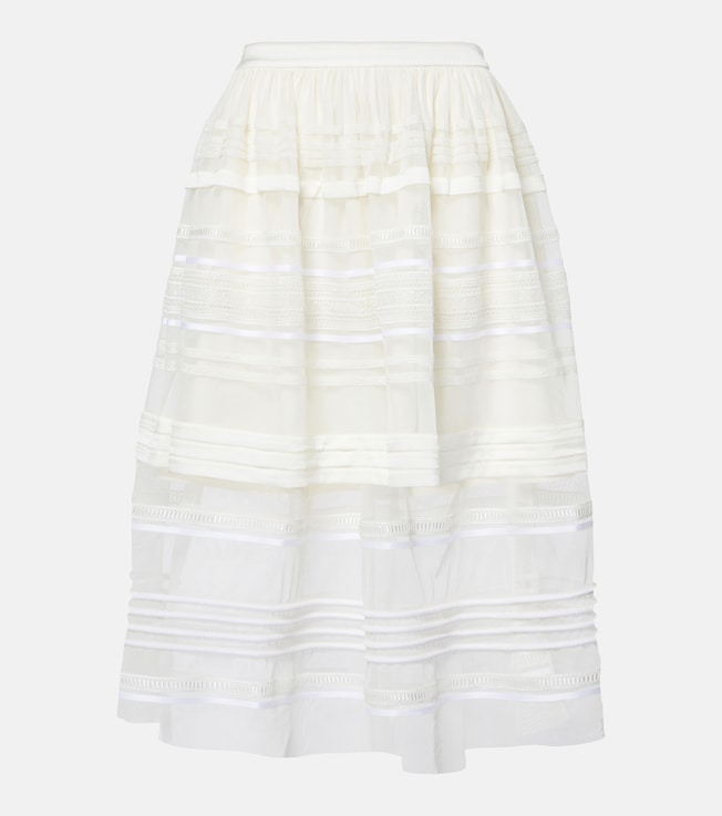 Gathered lace and tulle midi skirt | Xu Zhi
