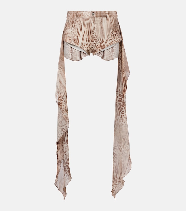 Draped leopard-print cotton shorts | Blumarine