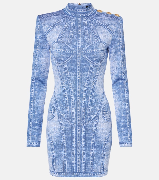 Trompe l'œil jacquard minidress | Balmain