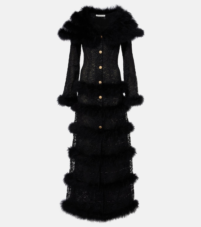 Feather-trimmed lace coat | Alessandra Rich