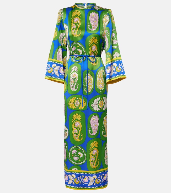 Printed silk satin maxi dress | Alémais