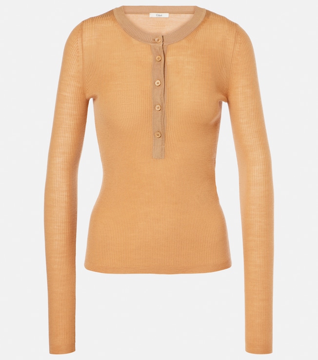 Ribbed-knit wool Henley shirt | Chloé