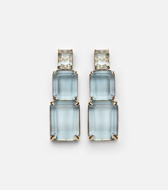 Arithmetic Composition 14kt gold drop earrings with topaz | Mateo