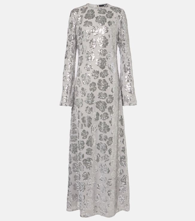 Floral sequined chiffon maxi dress | Rotate