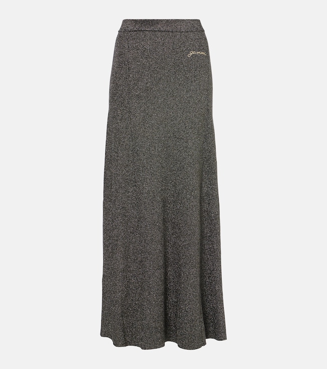 Ribbed-knit lamé maxi skirt | Ganni