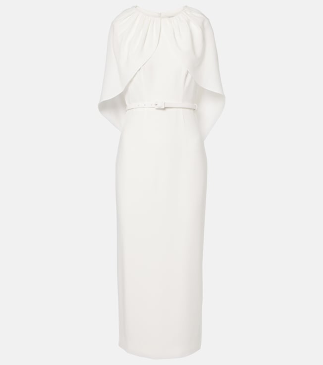 Caped satin crêpe midi dress | Roland Mouret