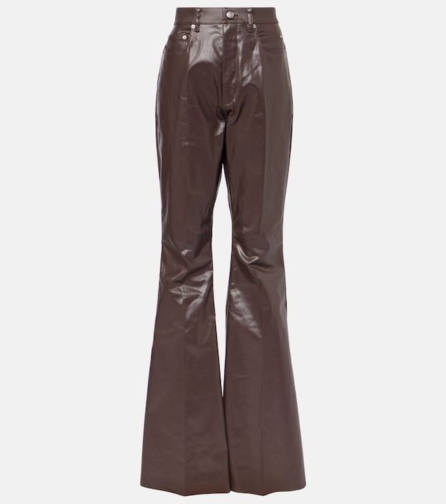 High-rise coated canvas straight pants | Rick Owens