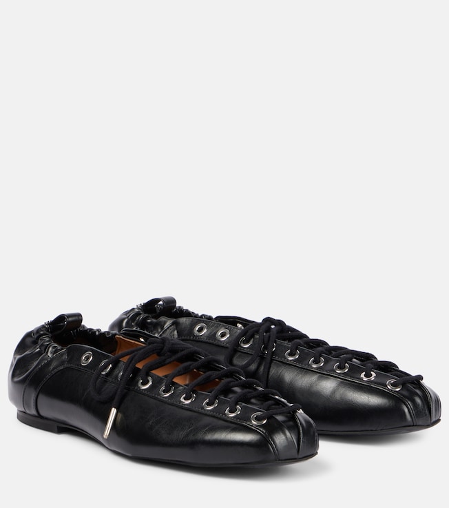 Lace-up ballet flats | Ganni