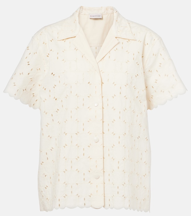 Broderie anglaise cotton-blend bowling shirt | Moncler