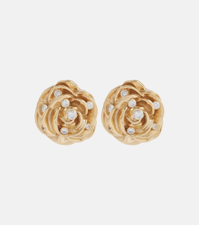 Floral embellished gold-plated earrings | Magda Butrym